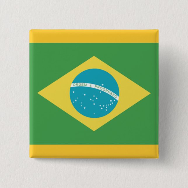 Flag of Brazil 15 Cm Square Badge (Front)