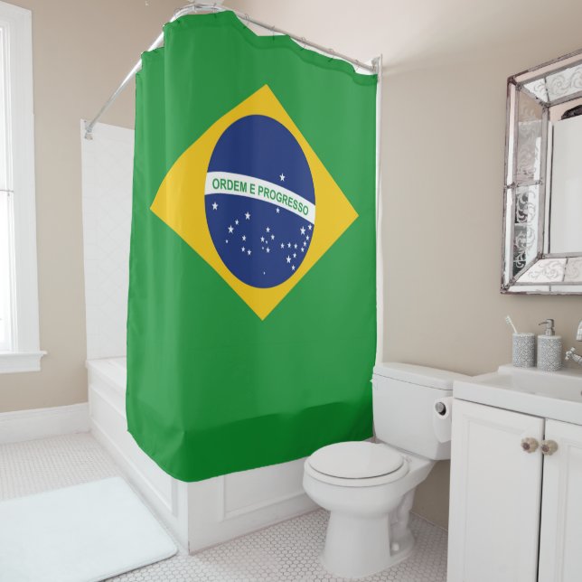 Flag of Brazil Bandeira do Brasil Shower Curtain (In Situ)