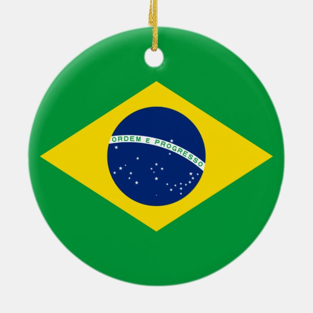 Flag of Brazil Ceramic Ornament (Back)