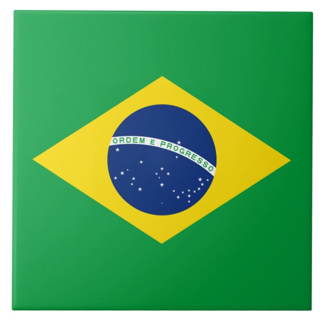 Flag of Brazil Ceramic Tile (Front)