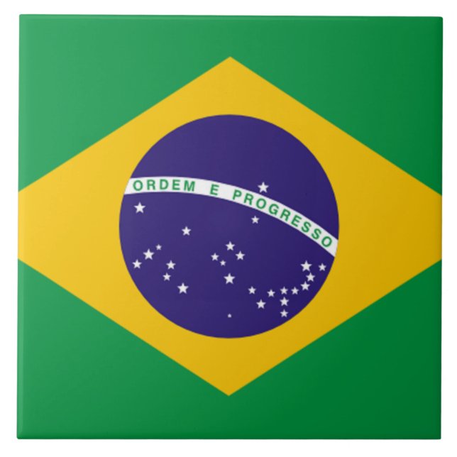 Flag of Brazil Ceramic Tile (Front)