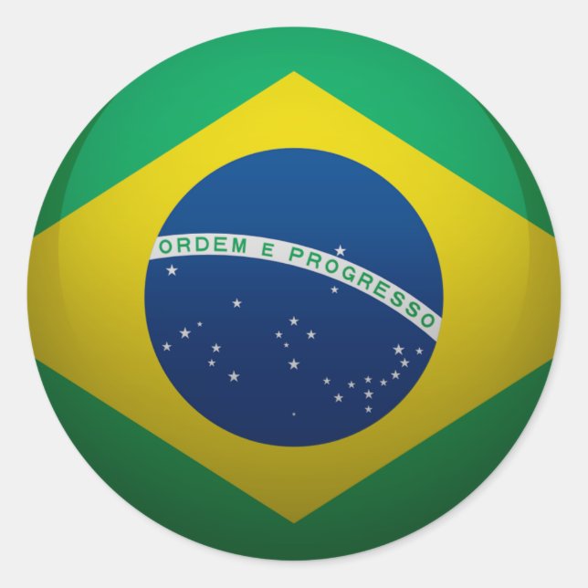 Flag of Brazil Classic Round Sticker (Front)