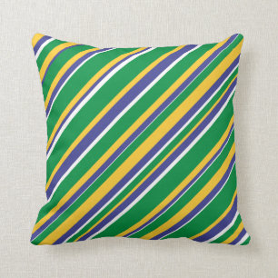 Flag of Brazil Inspired Coloured Stripes Pattern Cushion