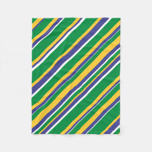Flag of Brazil Inspired Coloured Stripes Pattern Fleece Blanket