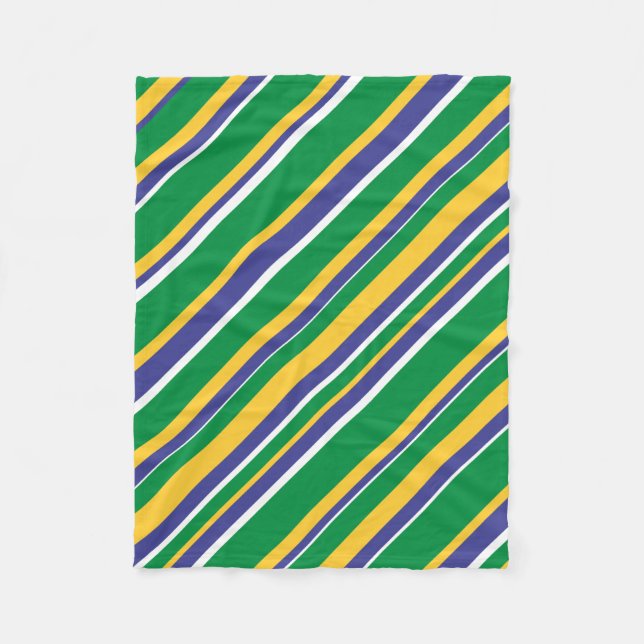 Flag of Brazil Inspired Coloured Stripes Pattern Fleece Blanket (Front)