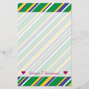 Flag of Brazil Inspired Coloured Stripes Pattern Stationery