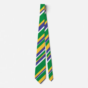 Flag of Brazil Inspired Coloured Stripes Pattern Tie