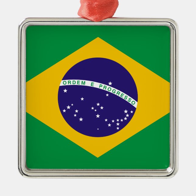Flag of Brazil Metal Tree Decoration (Front)