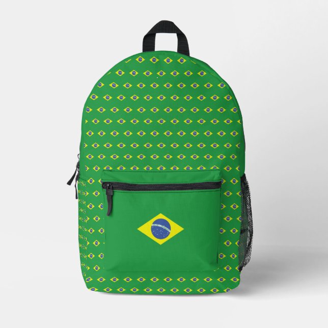 Flag of Brazil Pattern | Mochila Bandeira Brasil | Printed Backpack (Front)