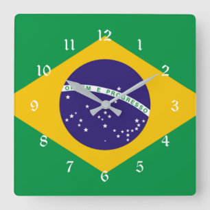 Flag of Brazil Square Wall Clock