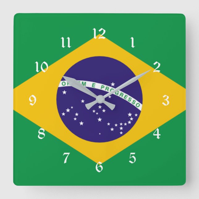 Flag of Brazil Square Wall Clock (Front)