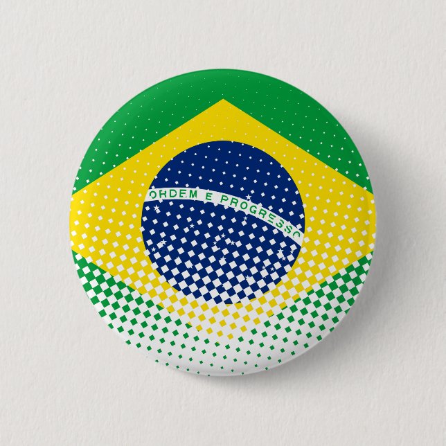 Flag Of Brazil With Halftone Effect 6 Cm Round Badge (Front)