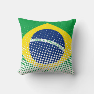 Flag Of Brazil With Halftone Effect Cushion
