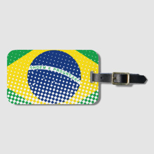 Flag Of Brazil With Halftone Effect Luggage Tag