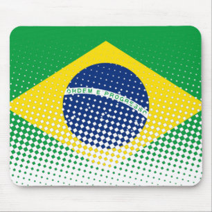 Flag Of Brazil With Halftone Effect Mouse Pad