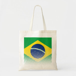 Flag Of Brazil With Halftone Effect Tote Bag