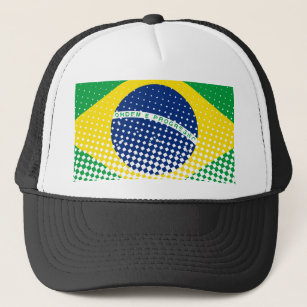 Flag Of Brazil With Halftone Effect Trucker Hat