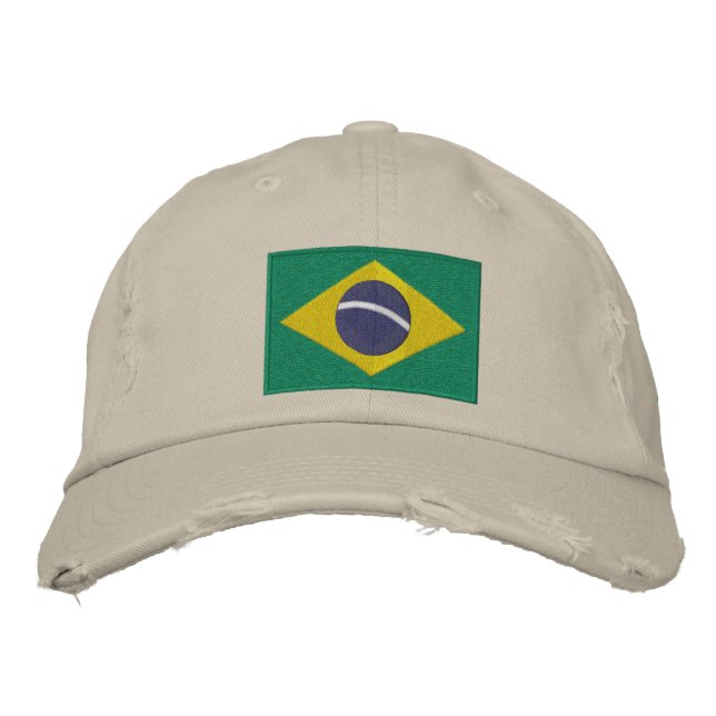 Flag of Brazil with Personalised Text Embroidered Hat (Front)