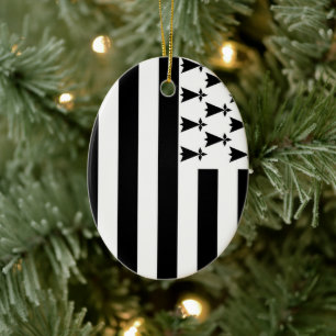 Flag of Brittany, France Ceramic Ornament