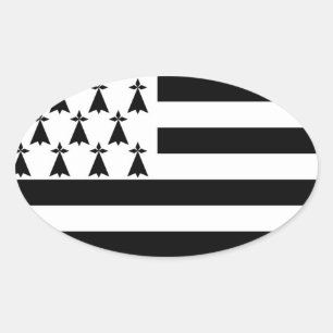 Flag of Brittany, France Oval Sticker