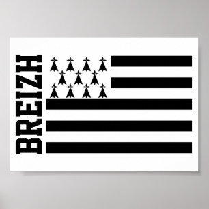 Flag of Brittany, France Poster