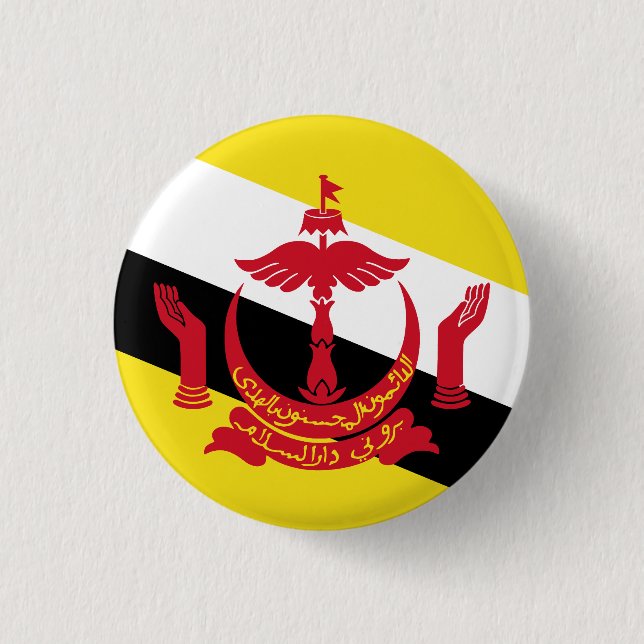 Flag of Brunei 3 Cm Round Badge (Front)