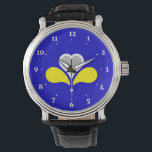 Flag of Brussels, Belgium Wristwatch<br><div class="desc">Watch with design with flag of Brussels-Capital Region of Belgium,  blue flag with yellow,  gray and white iris</div>