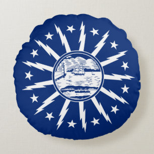 Flag of Buffalo, New York Round Pillow