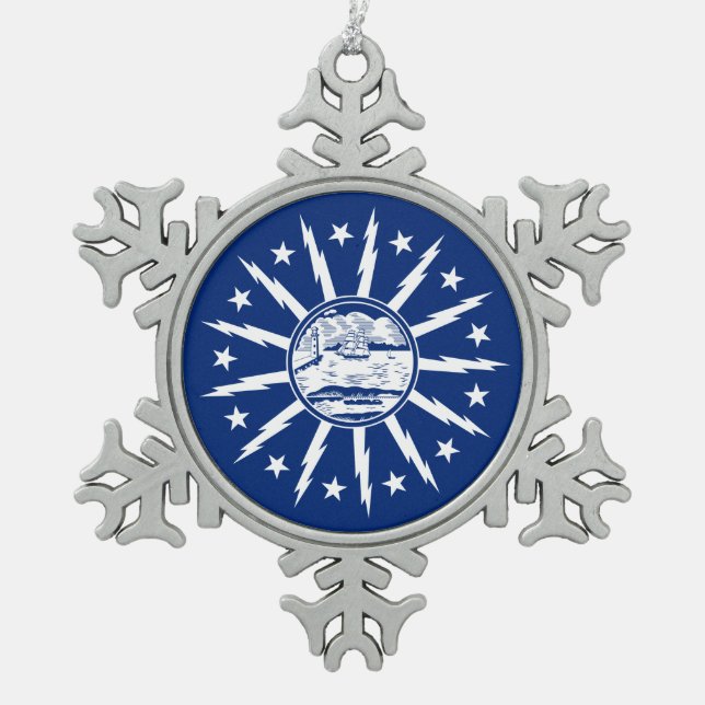 Flag of Buffalo, New York Snowflake Pewter Christm Snowflake Pewter Christmas Ornament (Front)