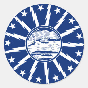 Flag of Buffalo, New York Square Paper Coaster Classic Round Sticker