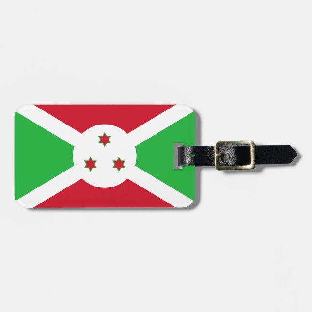 Flag of Burundi Luggage Tag w/ leather strap (Front Horizontal)