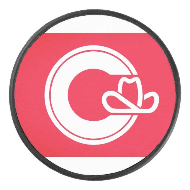 Flag of Calgary, CANADA Hockey Puck (Front)