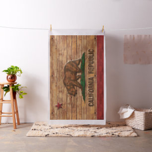 Flag of California Vintage Distressed Wood Look Fabric