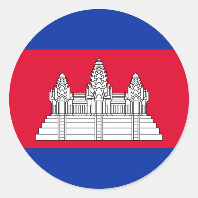 Flag of Cambodia - Cambodian Flag Classic Round Sticker (Front)