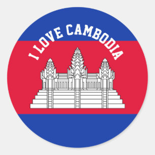 Flag of Cambodia Souvenir Travel Classic Round Sticker
