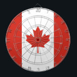 Flag of Canada Dartboard<br><div class="desc">This design features the national flag of Canada, which is a country in the northern region of North America. Its ten provinces and three territories extend from the Atlantic to the Pacific and northward into the Arctic Ocean. It is currently the world's second-largest country by area. Canada's capital is Ottawa,...</div>