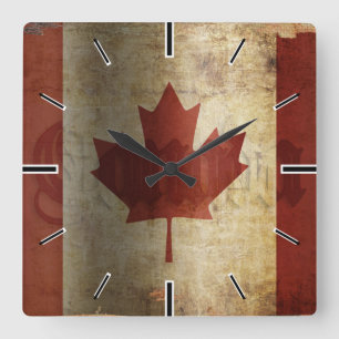 Flag of Canada / Grunge... Square Wall Clock