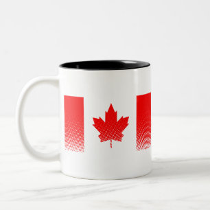 Flag Of Canada With Halftone Effect Two-Tone Coffee Mug