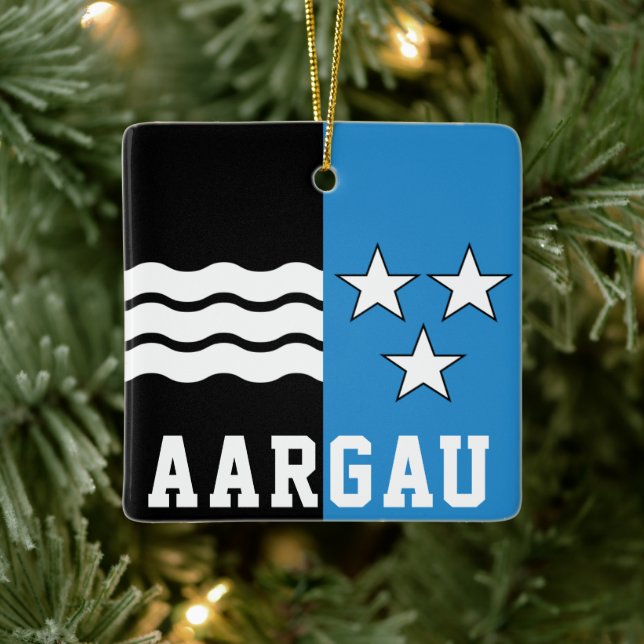 Flag of Canton of Aargau Ceramic Ornament (Tree)