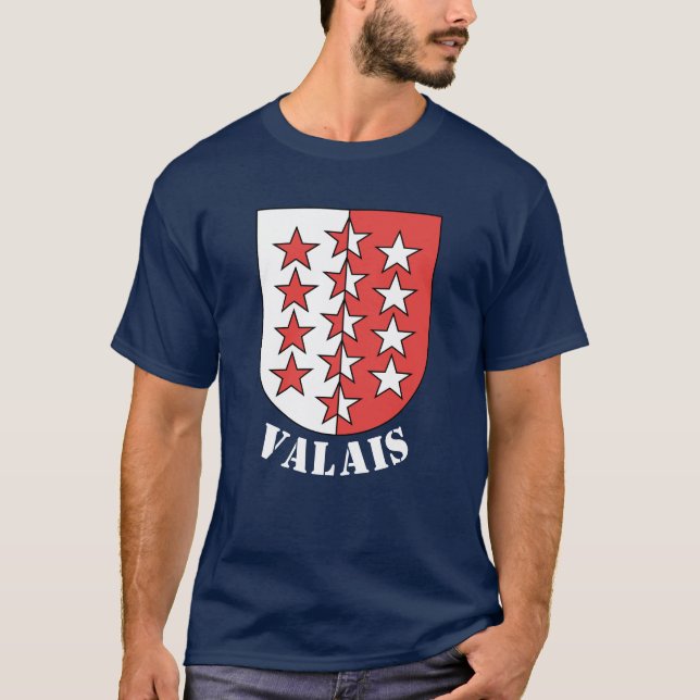 Flag of Canton of Valais, Switzerland T-Shirt (Front)