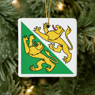 Flag of Canton Thurgau, Switzerland Ceramic Ornament