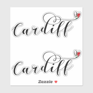 Flag of Cardiff in Heart, Wales