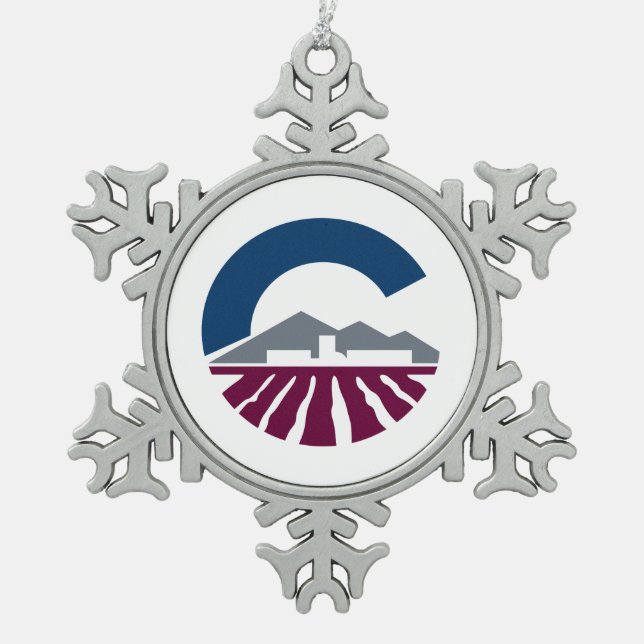 Flag of Chandler, Arizona Snowflake Pewter Christmas Ornament (Front)