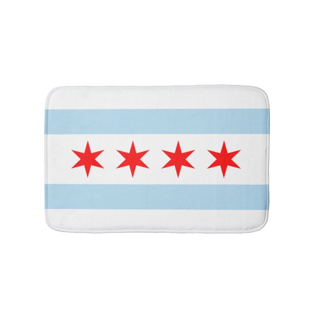 Flag of Chicago, Illinois Bathroom Mat (Front)