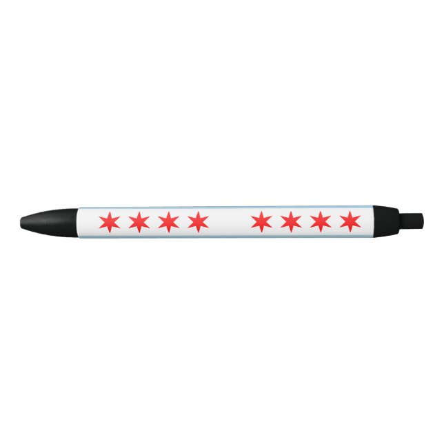 Flag of Chicago, Illinois Black Ink Pen (Front)