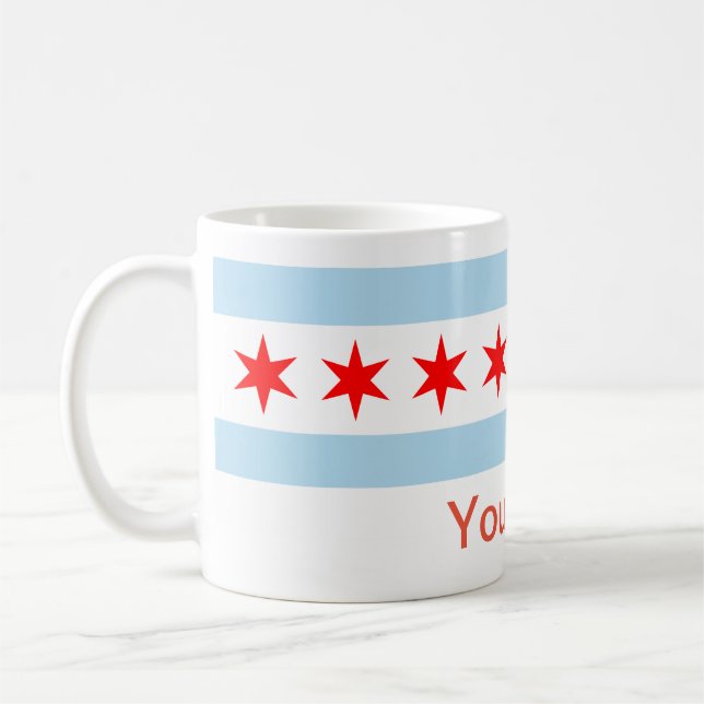 Flag of Chicago, Illinois Coffee Mug (Left)