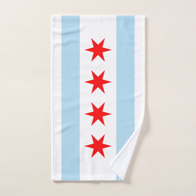 Flag of Chicago, Illinois Hand Towel (Hand Towel)
