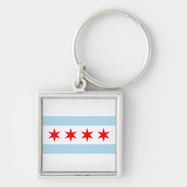 Flag of Chicago, Illinois Keychain (Front)