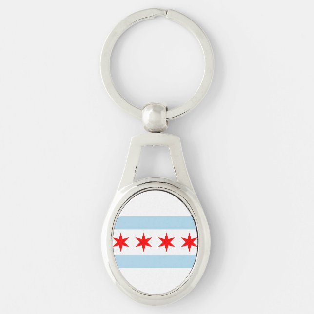 Flag of Chicago, Illinois Keychain (Front)