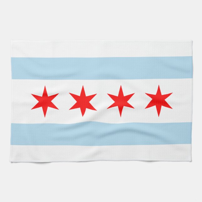 Flag of Chicago, Illinois Kitchen Towel (Horizontal)